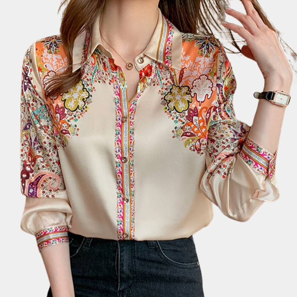 Floravelle – Elegante damesblouse met bloemenprint en verfijnde pasvorm