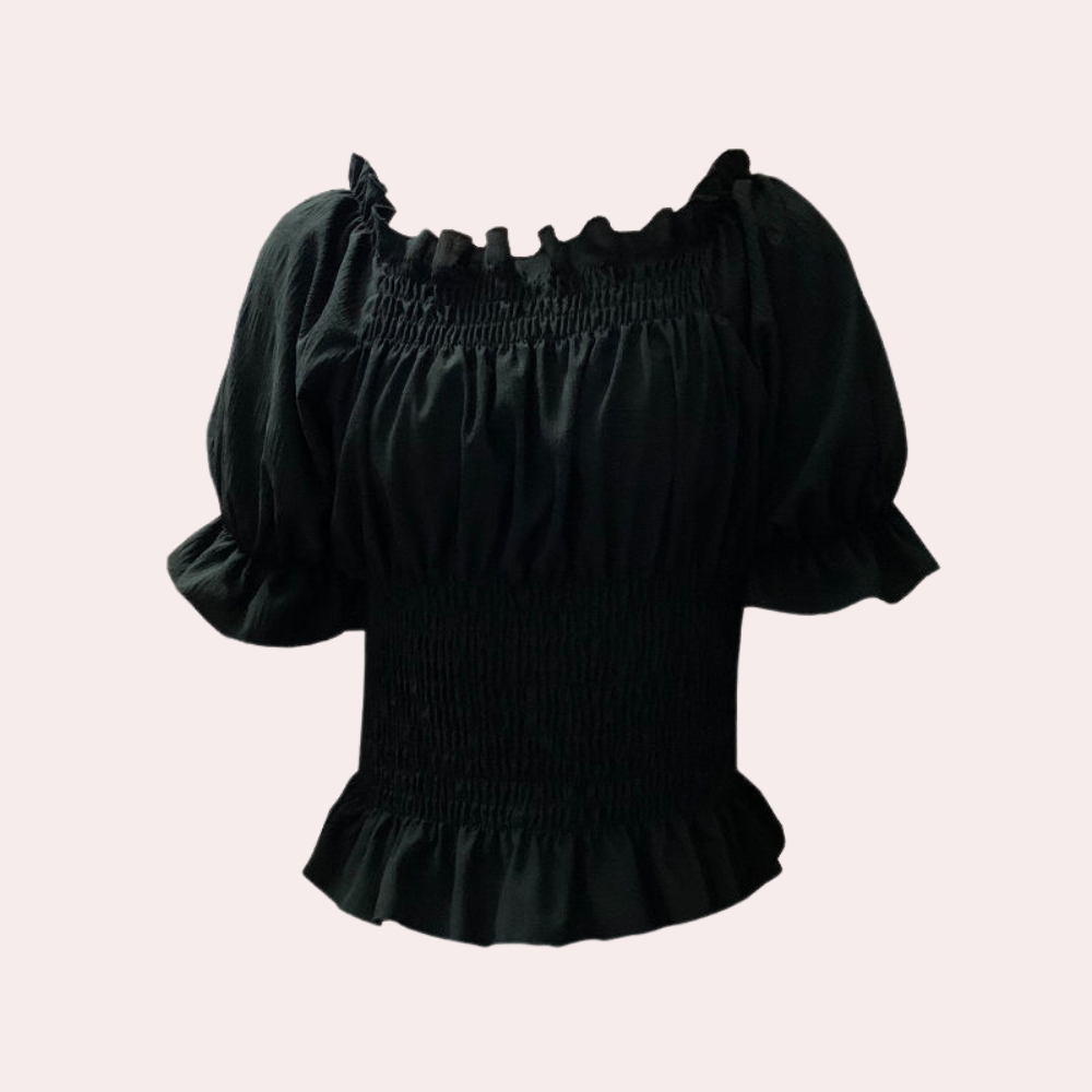 Agnesia – Zomerblouse met Pofmouwen en Elegante Vierkante Hals