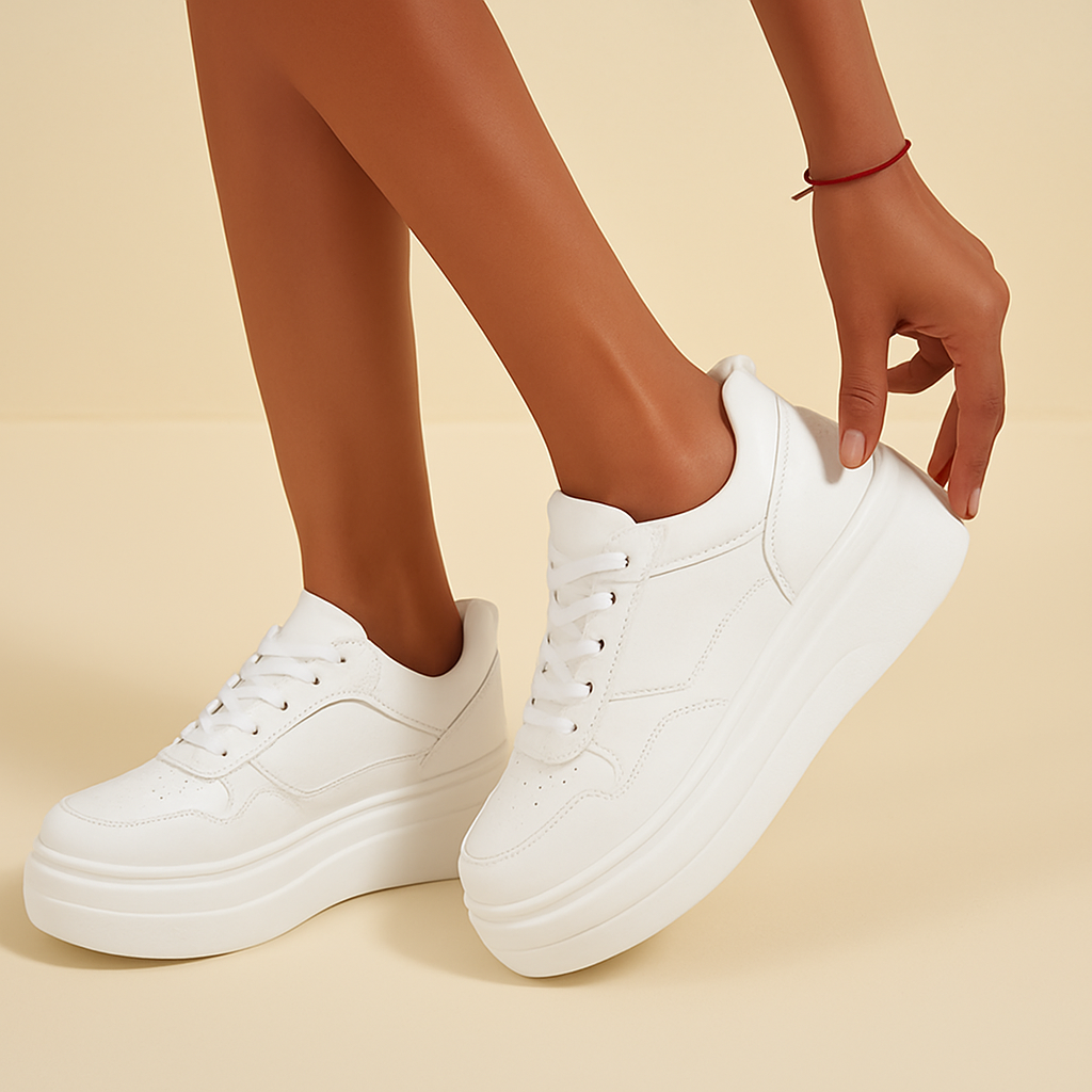 Lyra - Trendy Witte Plateau Sneakers voor Optimale Comfort en Stijl
