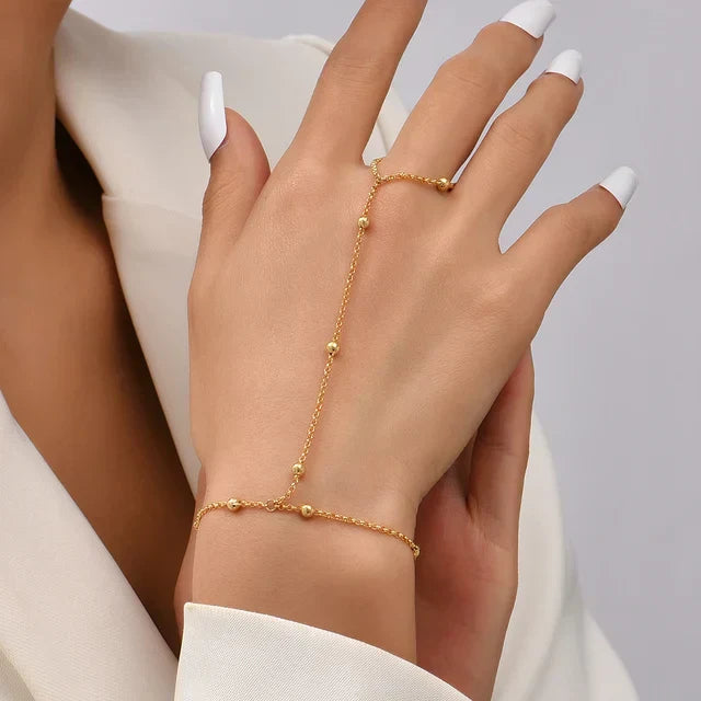 Aurelia Hand Chain – Verfijnde Elegantielijn in Goud