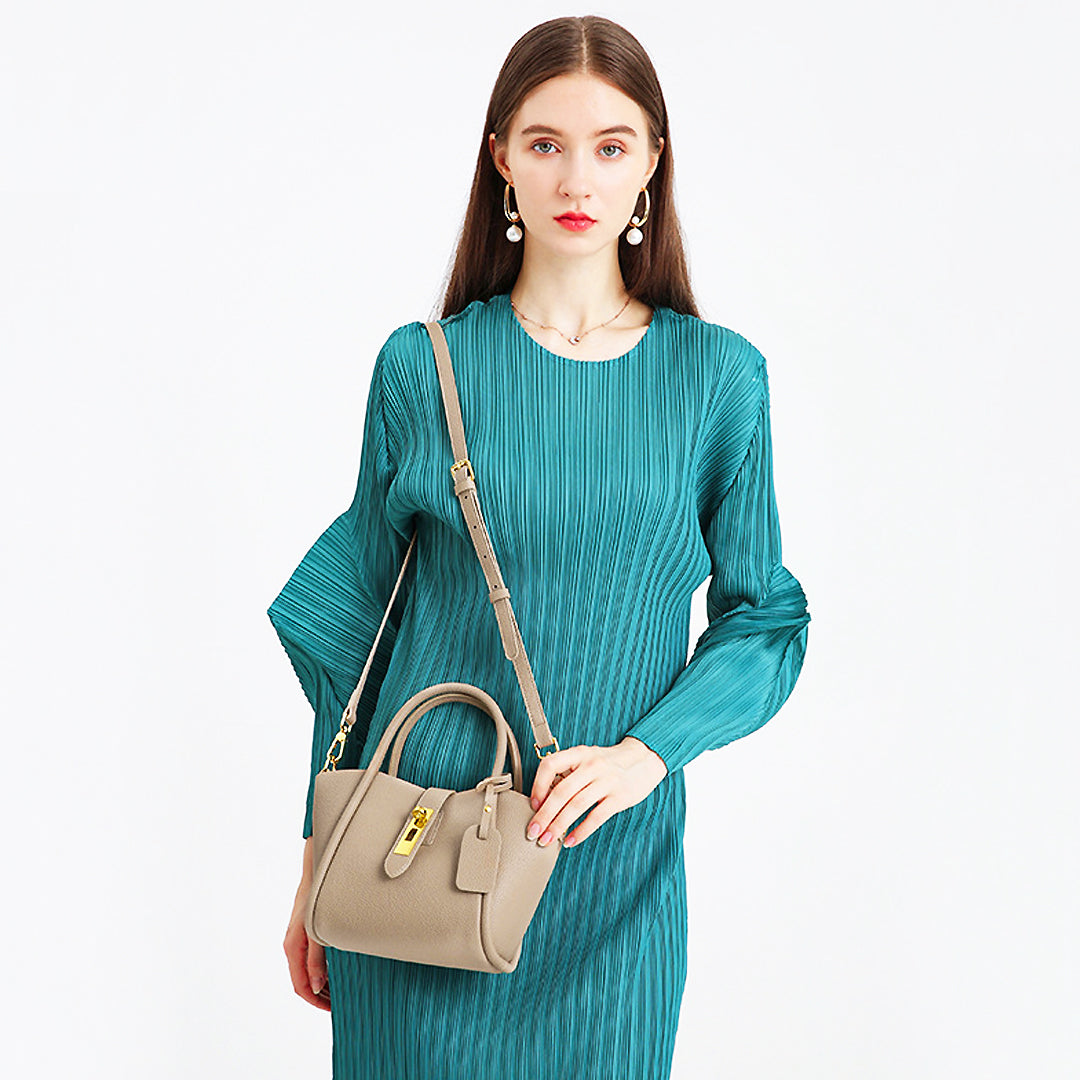 Averine – Dames Bucket Bag van Leer met Gouden Sluiting, Elegant & Tijdloos Design