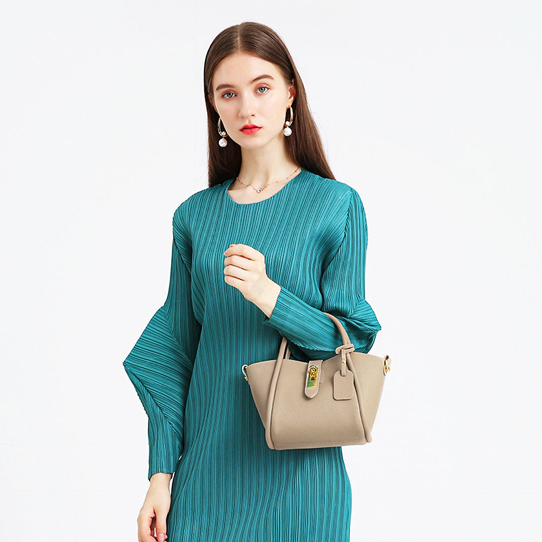 Averine – Dames Bucket Bag van Leer met Gouden Sluiting, Elegant & Tijdloos Design