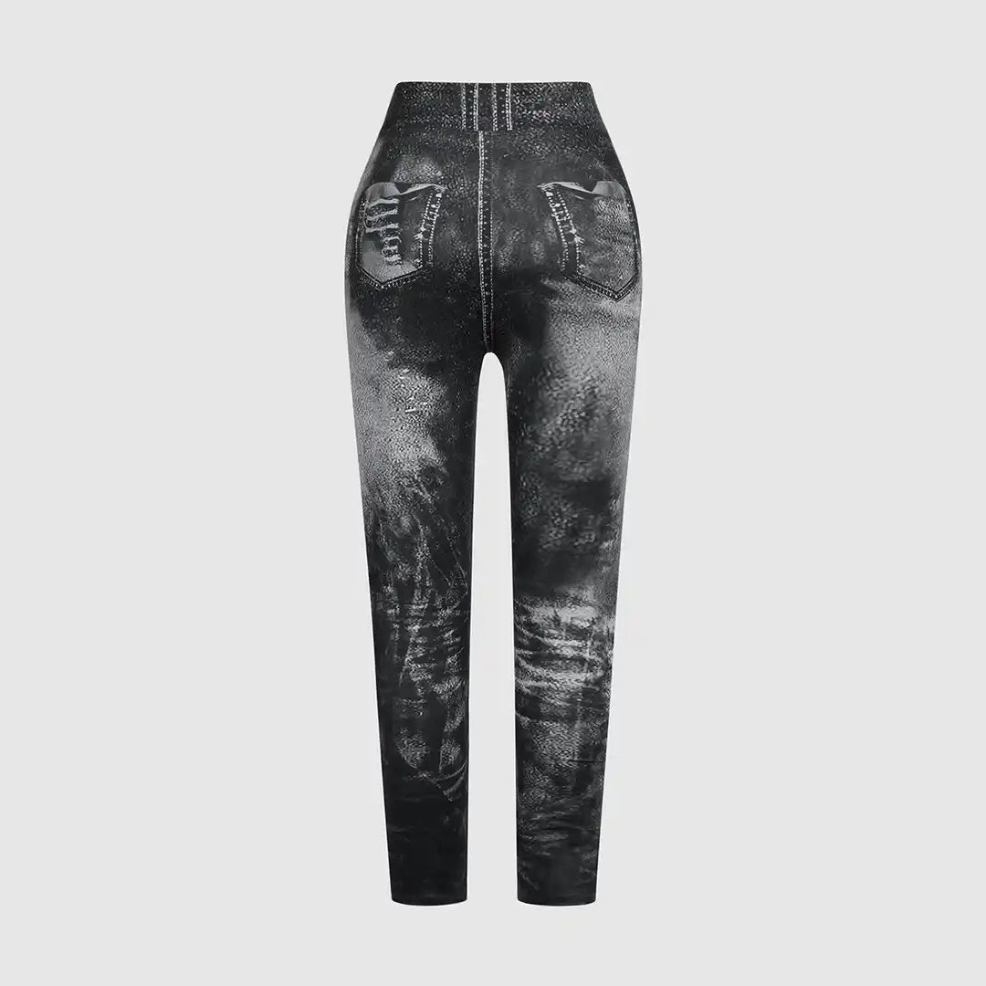 Elisora – Sportieve shaping legging met denimlook voor dames