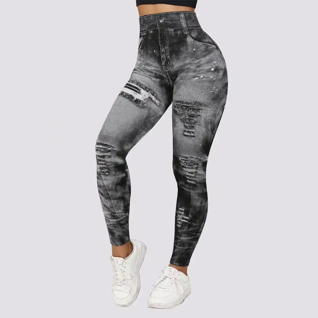Elisora – Sportieve shaping legging met denimlook voor dames