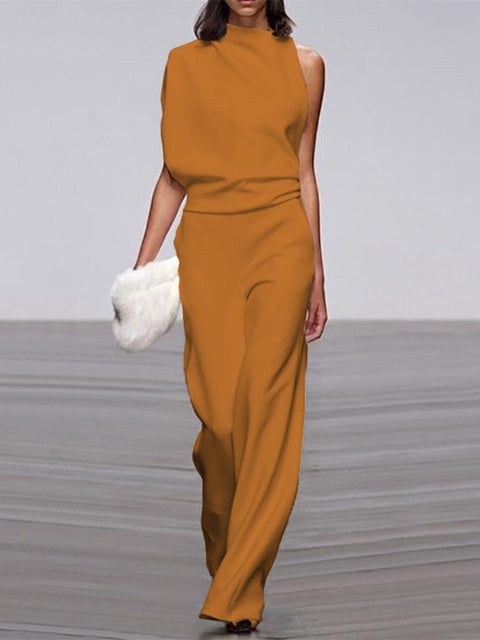 Alyra — One-Shoulder Jumpsuit met Wijde Pijpen | Elegant & Comfortabel
