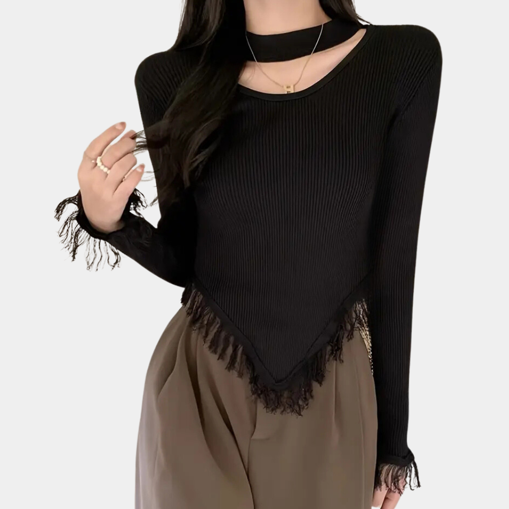 Norellia – Veelzijdige damestrui met speels kwastjesdetail