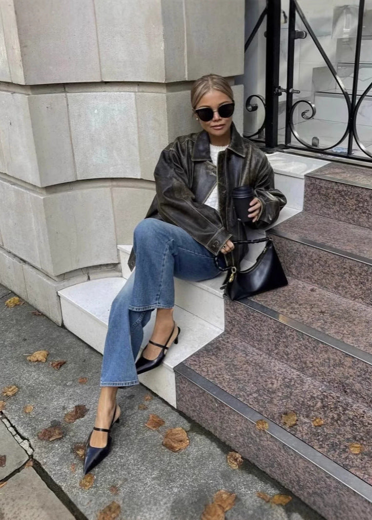 Marisol Vintage Jacket – Tijdloze Stoerheid in Vegan Leer