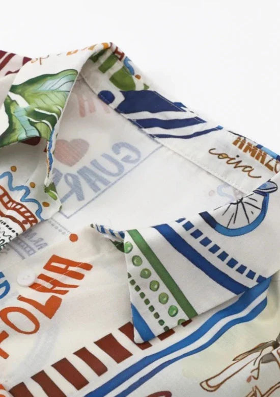 Dames linnen zomerset met oversized shirt en shorts – luchtig en casual