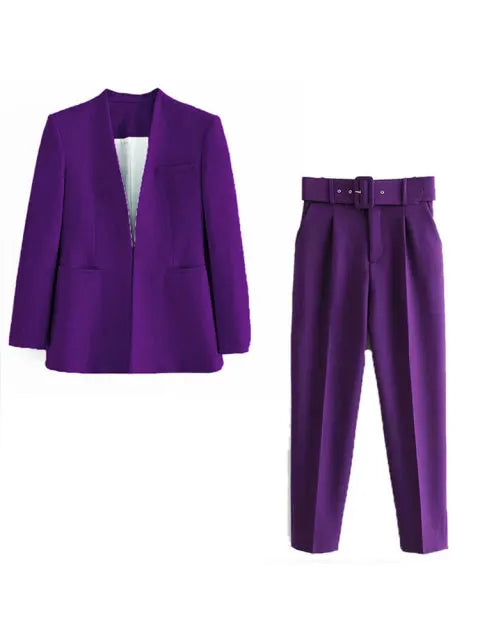 Selvara – Dames Tweedelige Business Set met Blazer & Slim-Fit Broek