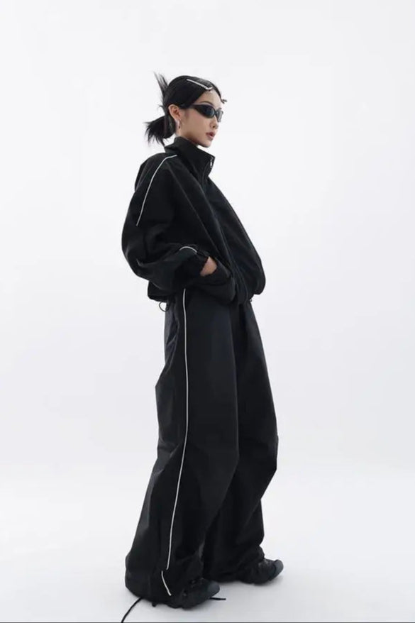 Ravena Set – Zwart Oversized Trainingspak met Moderne Pasvorm