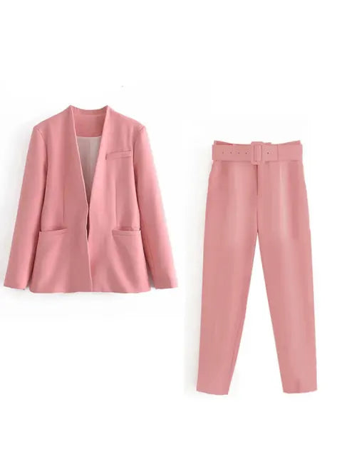 Selvara – Dames Tweedelige Business Set met Blazer & Slim-Fit Broek