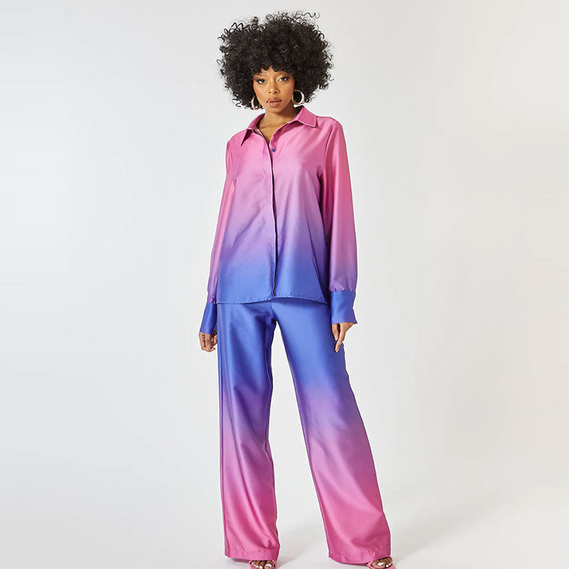 Solistea – Elegante co-ord set met pofmouwen en rechte broek