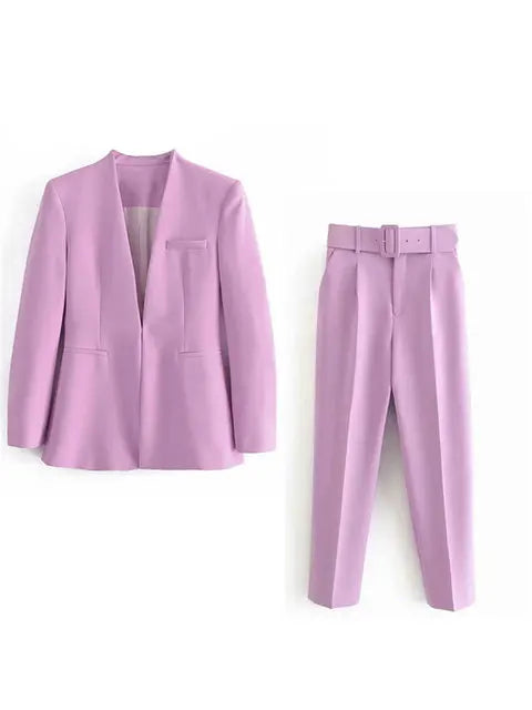 Selvara – Dames Tweedelige Business Set met Blazer & Slim-Fit Broek
