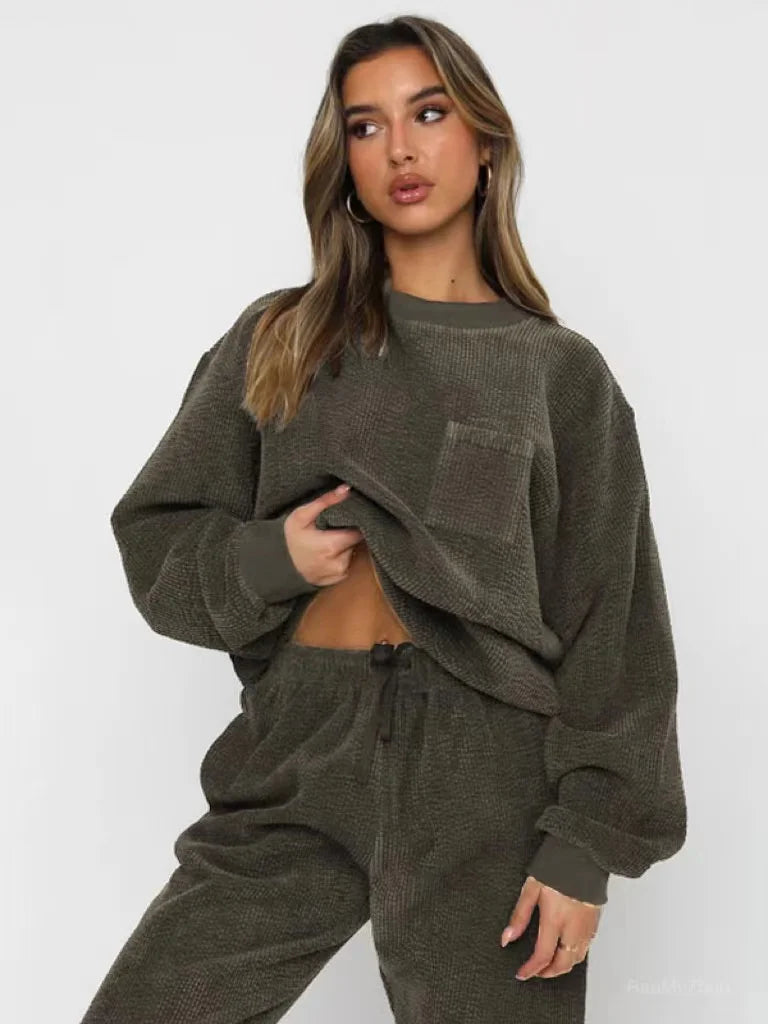 Veloura – Corduroy Tweedelige Set voor Dames, Warm & Stijlvol voor Herfst en Winter