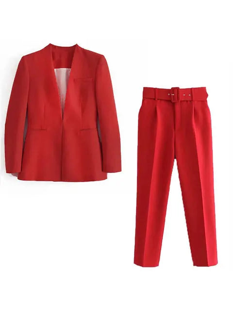 Selvara – Dames Tweedelige Business Set met Blazer & Slim-Fit Broek