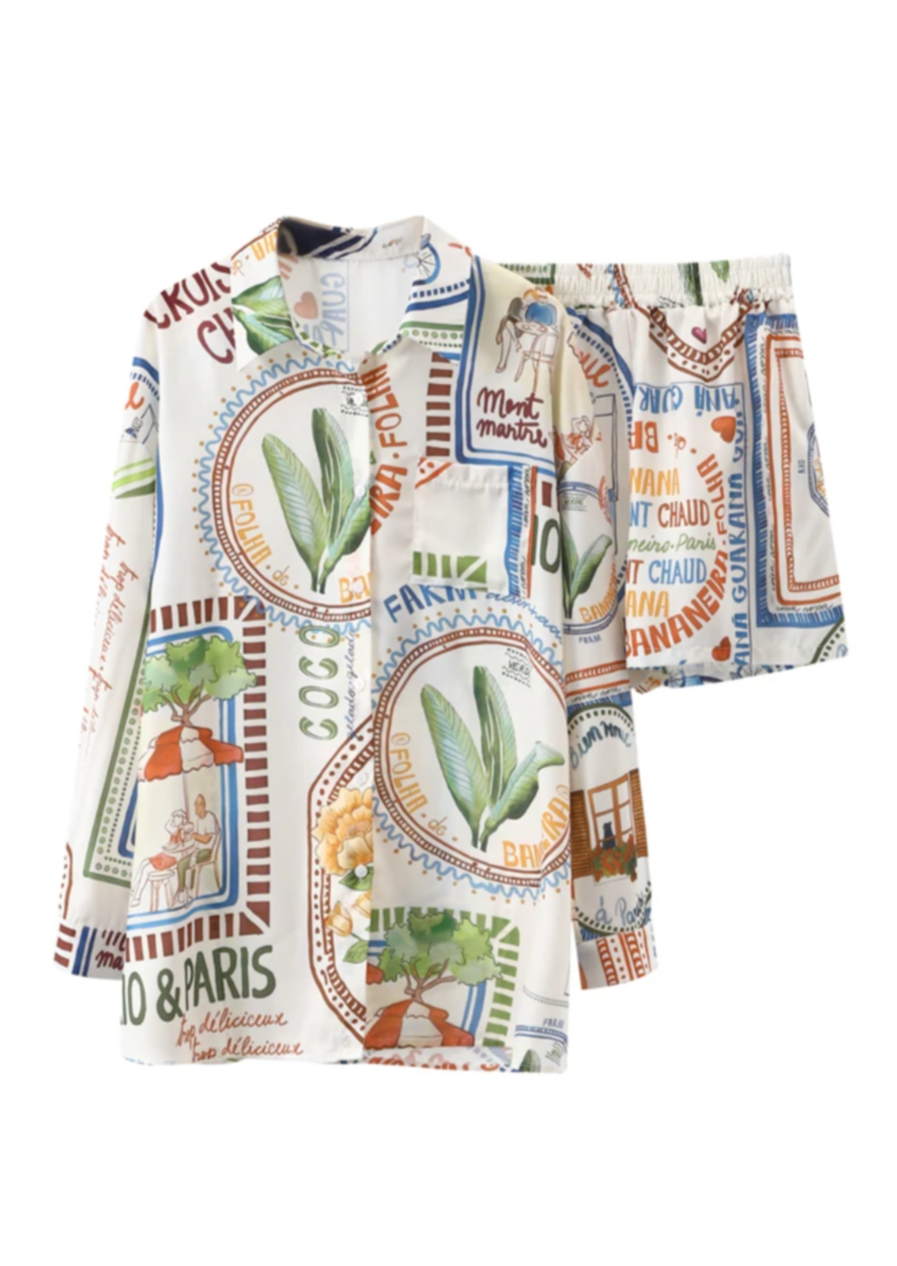 Dames linnen zomerset met oversized shirt en shorts – luchtig en casual