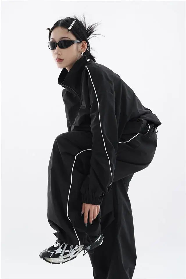 Ravena Set – Zwart Oversized Trainingspak met Moderne Pasvorm