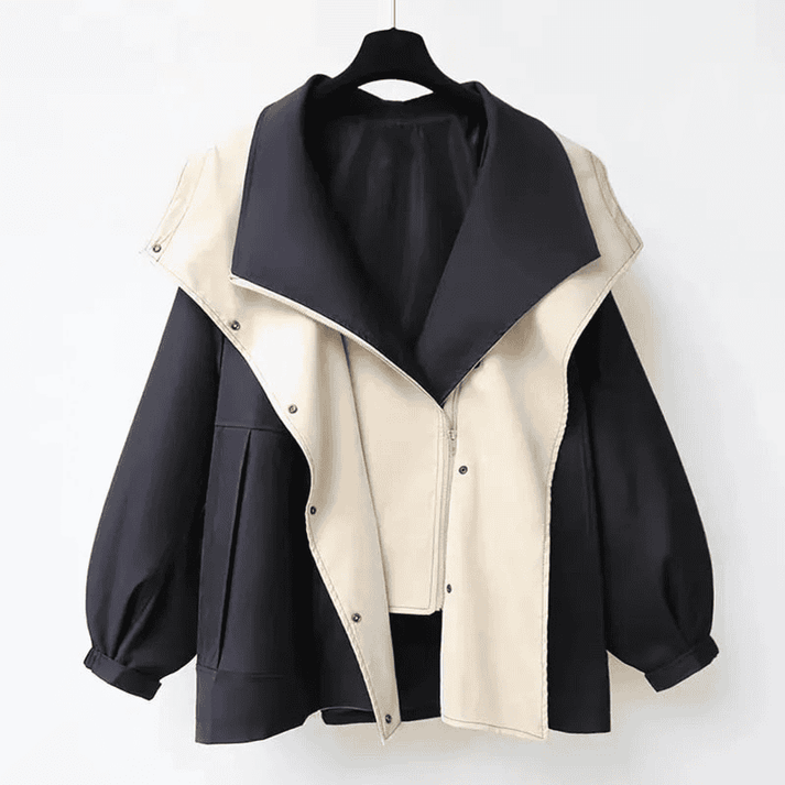 Celeste Oversized Two-Tone Coat – Trendy Warmte met een Moderne Twist
