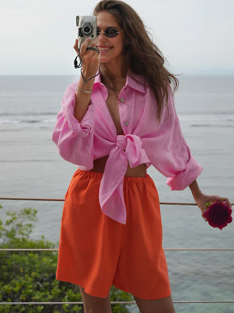 Elayna – Oversized Damesblouse met Klassieke Kraag en Lichte Fit