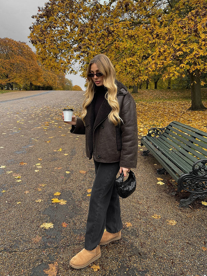 Maren Kunstleer-Fleece Jack – Tijdloze Warmte met een Stoere Touch