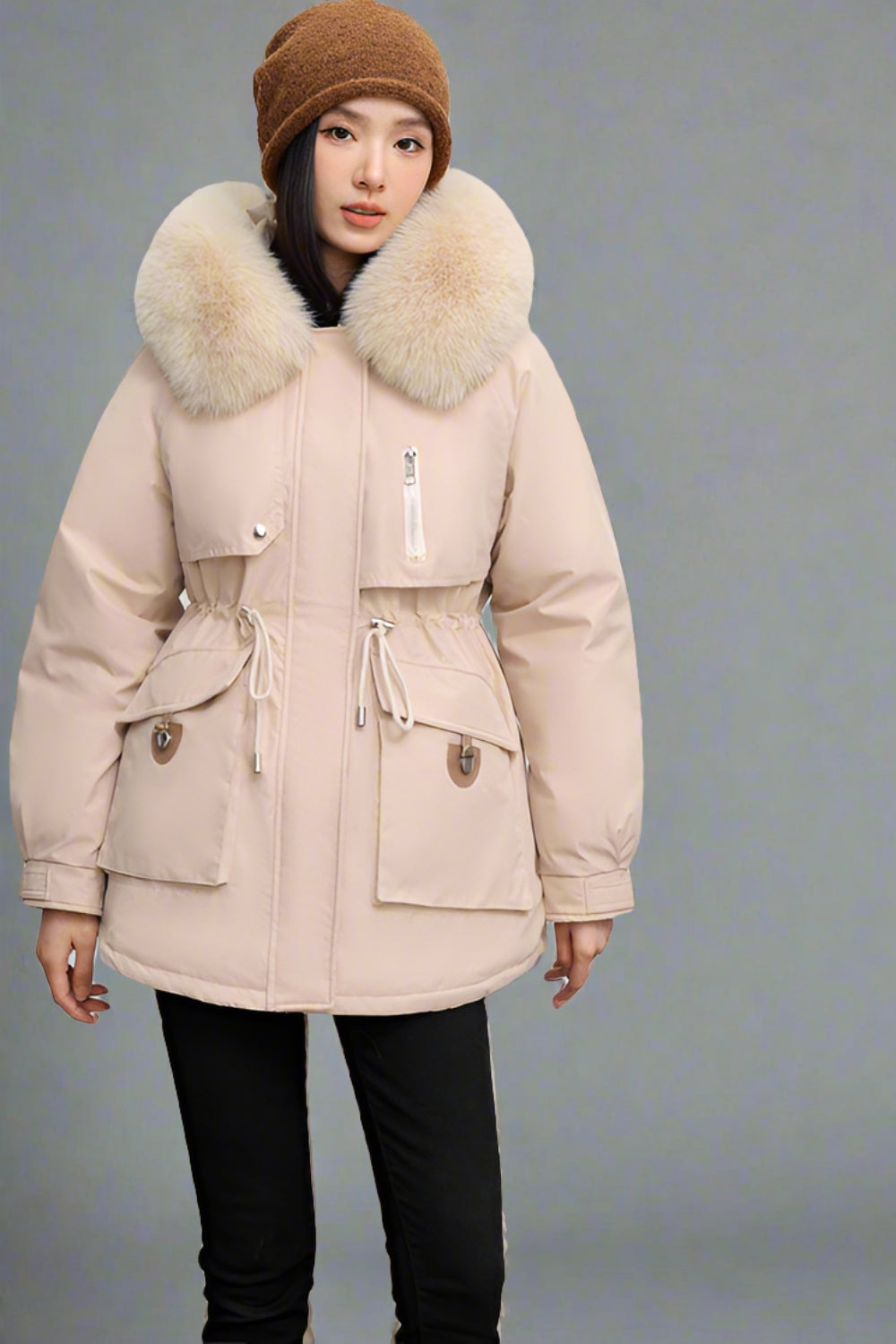 Coralia Parka – Luxe Fleece-Gevoerde Winterjas met Elegante Kraag