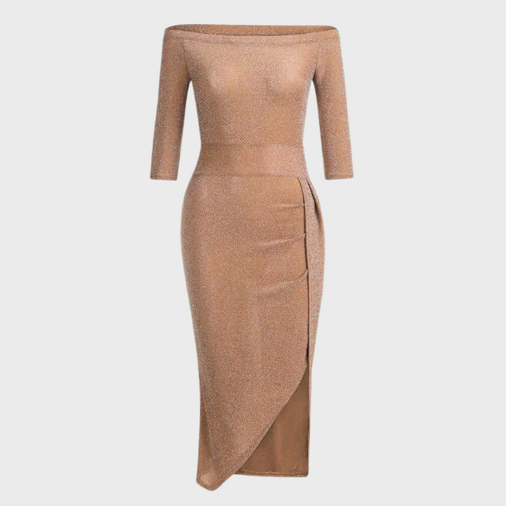 Selena Gown – Elegante glitterjurk met lange snit en luxe details