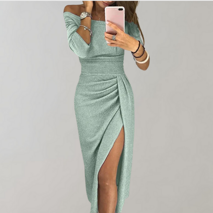 Selena Gown – Elegante glitterjurk met lange snit en luxe details