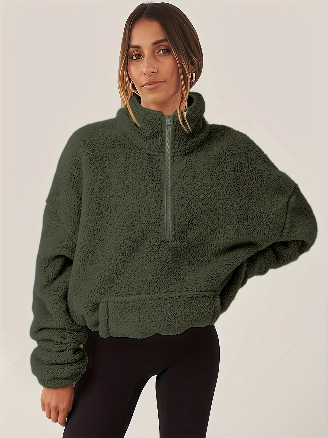 Liora Shearling Half-Zip Sweater – Warme Luxe met Moderne Accenten