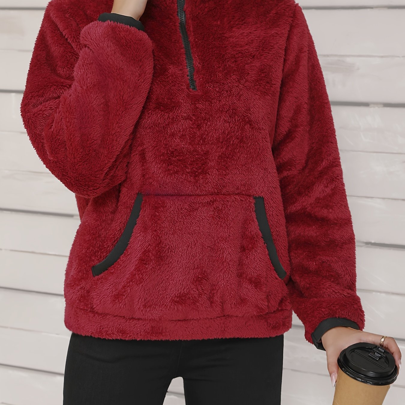 Maura Fleece Jas met Half-Zip en Reverskraag – Warm, Casual & Tijdloos