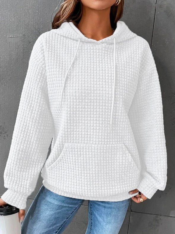 Amoura Waffle Hoodie – knusse hoodie met wafelstructuur en casual elegantie