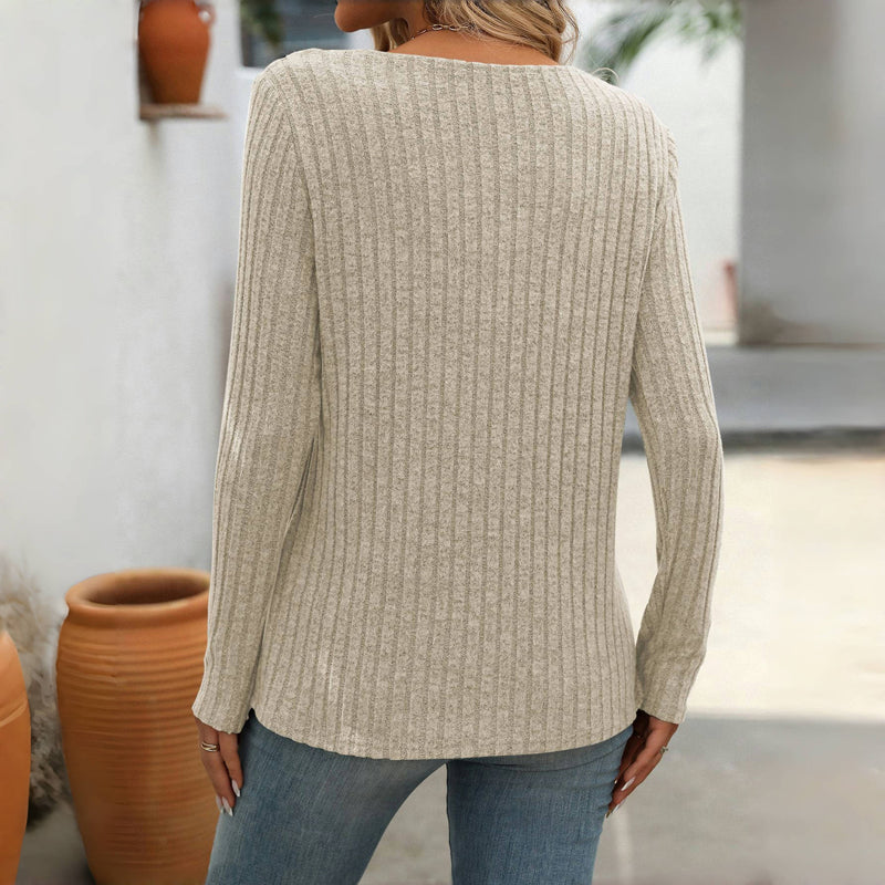 Fayenne – Effen Damesblouse met V-Hals en Tijdloze Elegant﻿ie