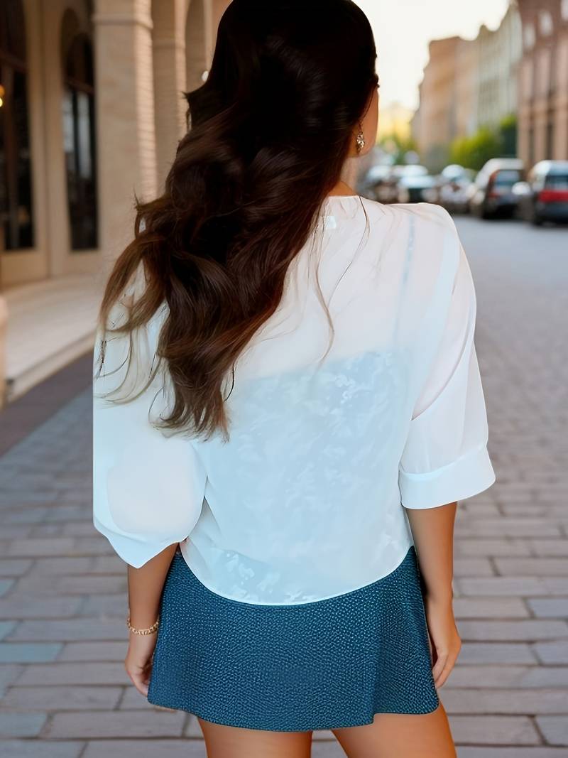 Lunaria - Lichte Blouse met Open Voorkant in Verfrissende Pasteltinten voor een Elegante Lenteoutfit