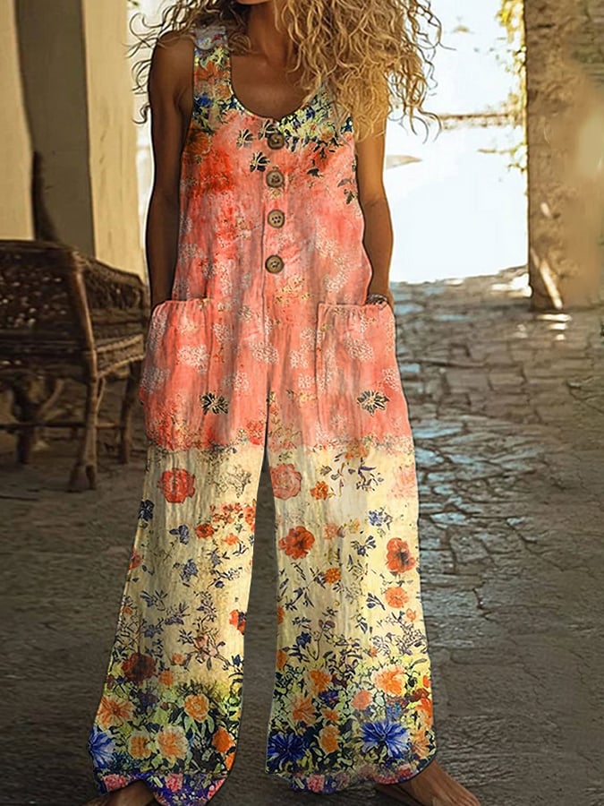Virella – Dames jumpsuit met vintage bloemenprint en relaxte pasvorm