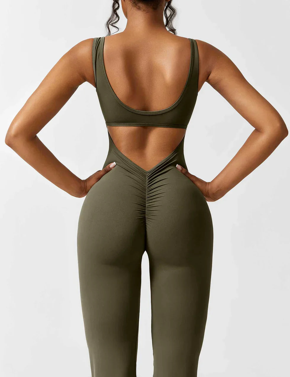 Elenaya – Flared shaping jumpsuit met diepe V-rug