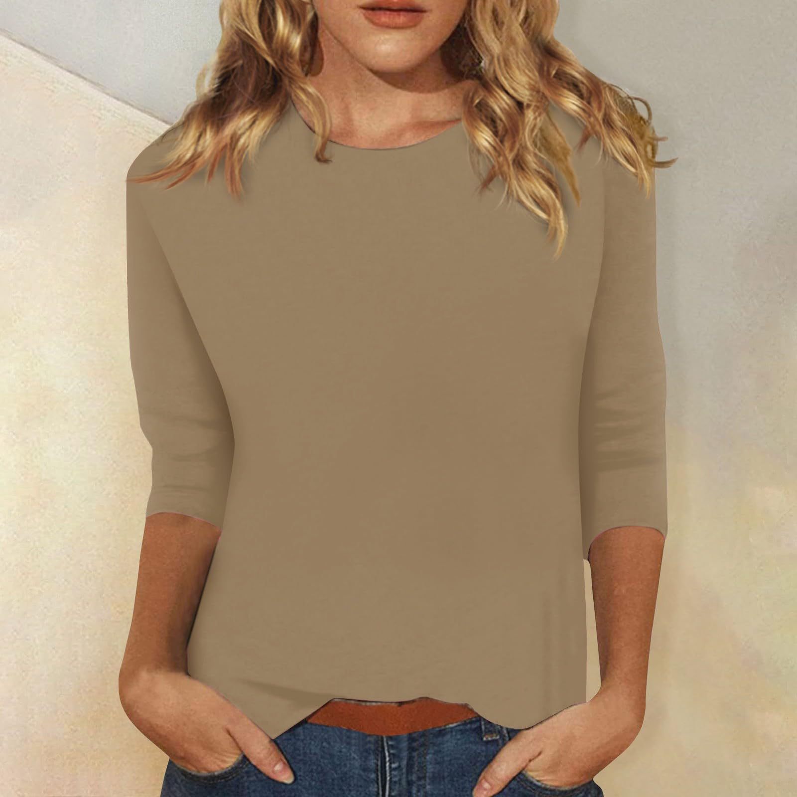 Zinnia - Basic Katoenen Top met 3/4 Mouwen voor Comfortabele Casual Looks