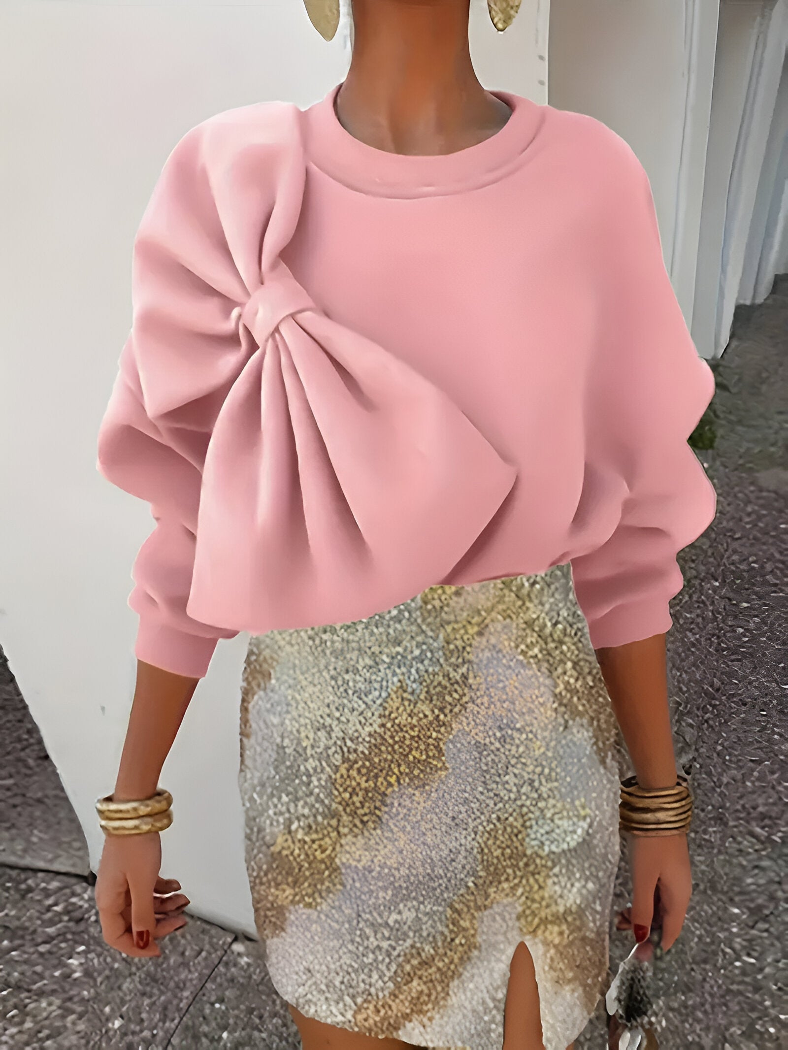 Alviera – Dames Sweatshirt met Strikdetail, Comfortabel & Elegant