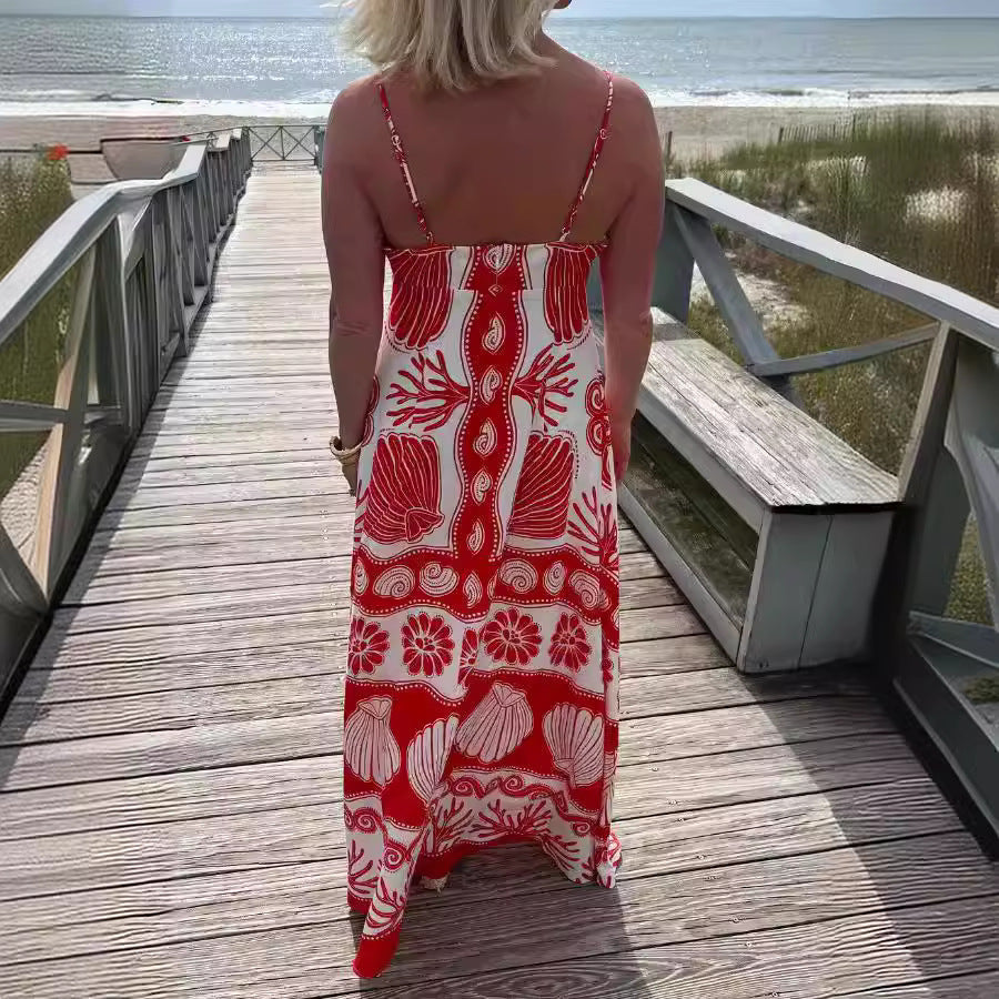 Mariposa - Zomerse Maxi-Jurk met Schelpenprint voor een Bohemian Look op Warme Dagen