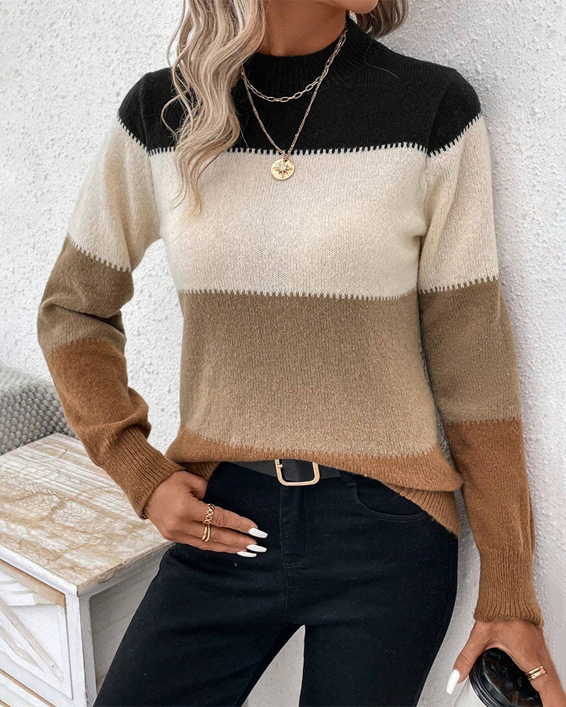 Maëva Colorblock Sweater – damestrui met modern kleurcontrast en losse pasvorm