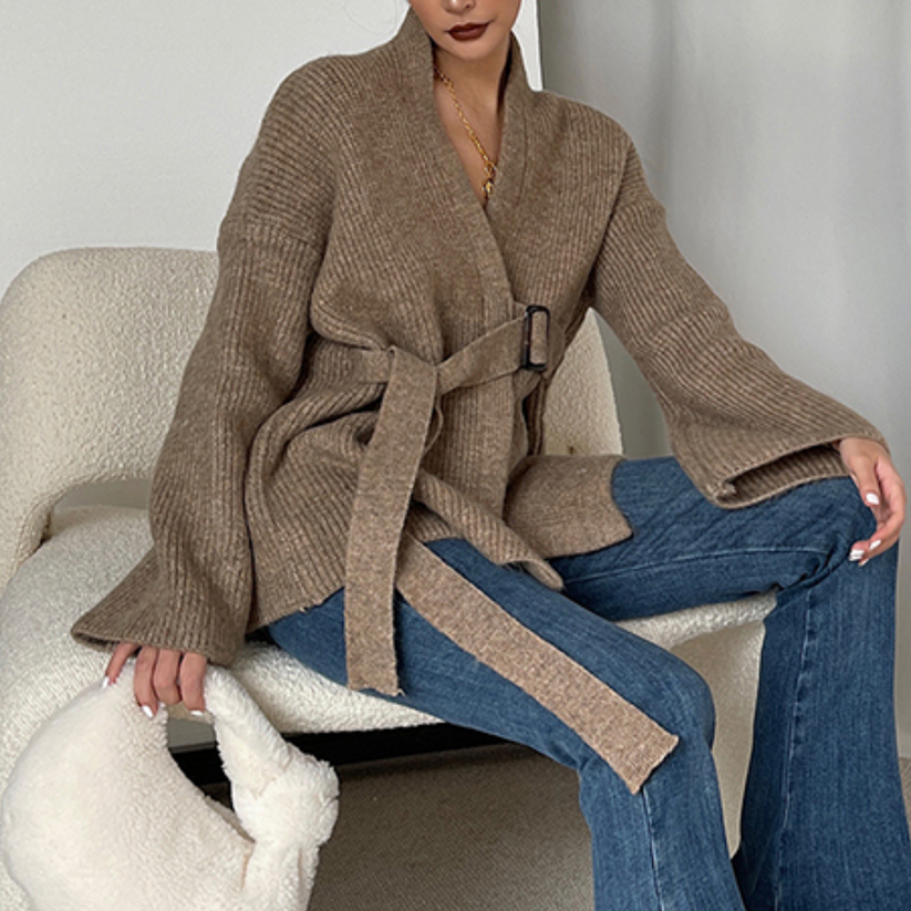 Isolenne – Cardigan voor Dames met Riem | Elegant, Comfortabel & Tijdloos