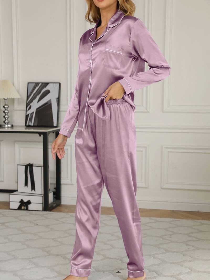 Celeste Satijnen Pyjama Set – Pure Luxe voor Ontspannen Nachten