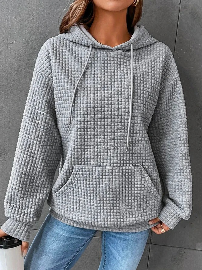 Amoura Waffle Hoodie – knusse hoodie met wafelstructuur en casual elegantie