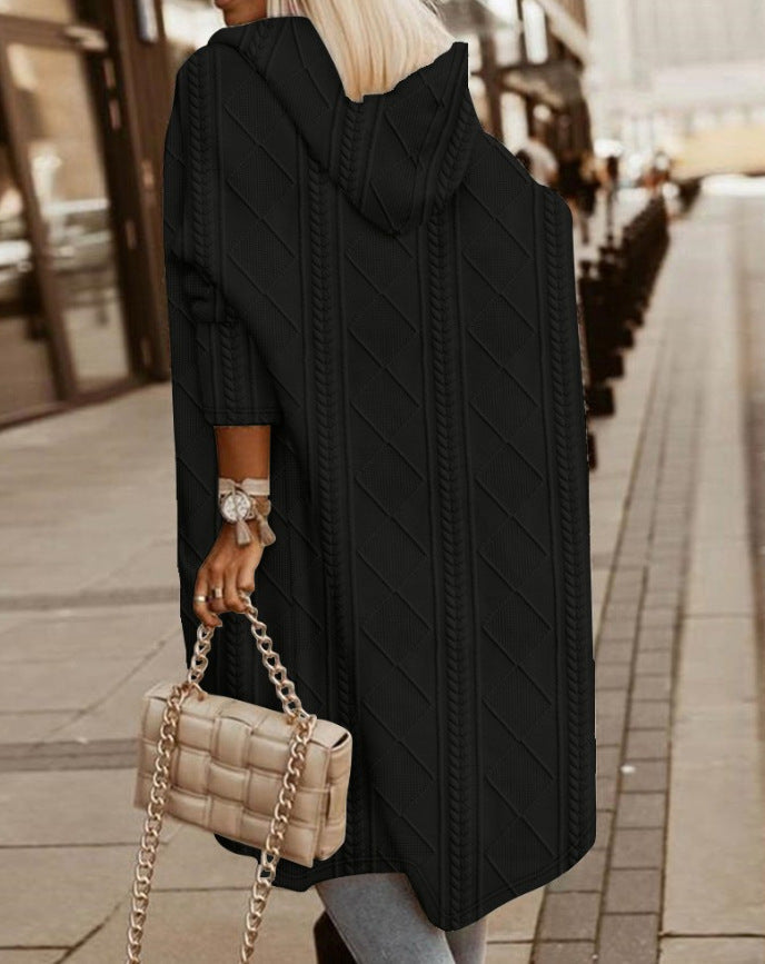 Noëlle – Lang Gebreid Vest met Capuchon voor Tijdloze Warmte en Comfort