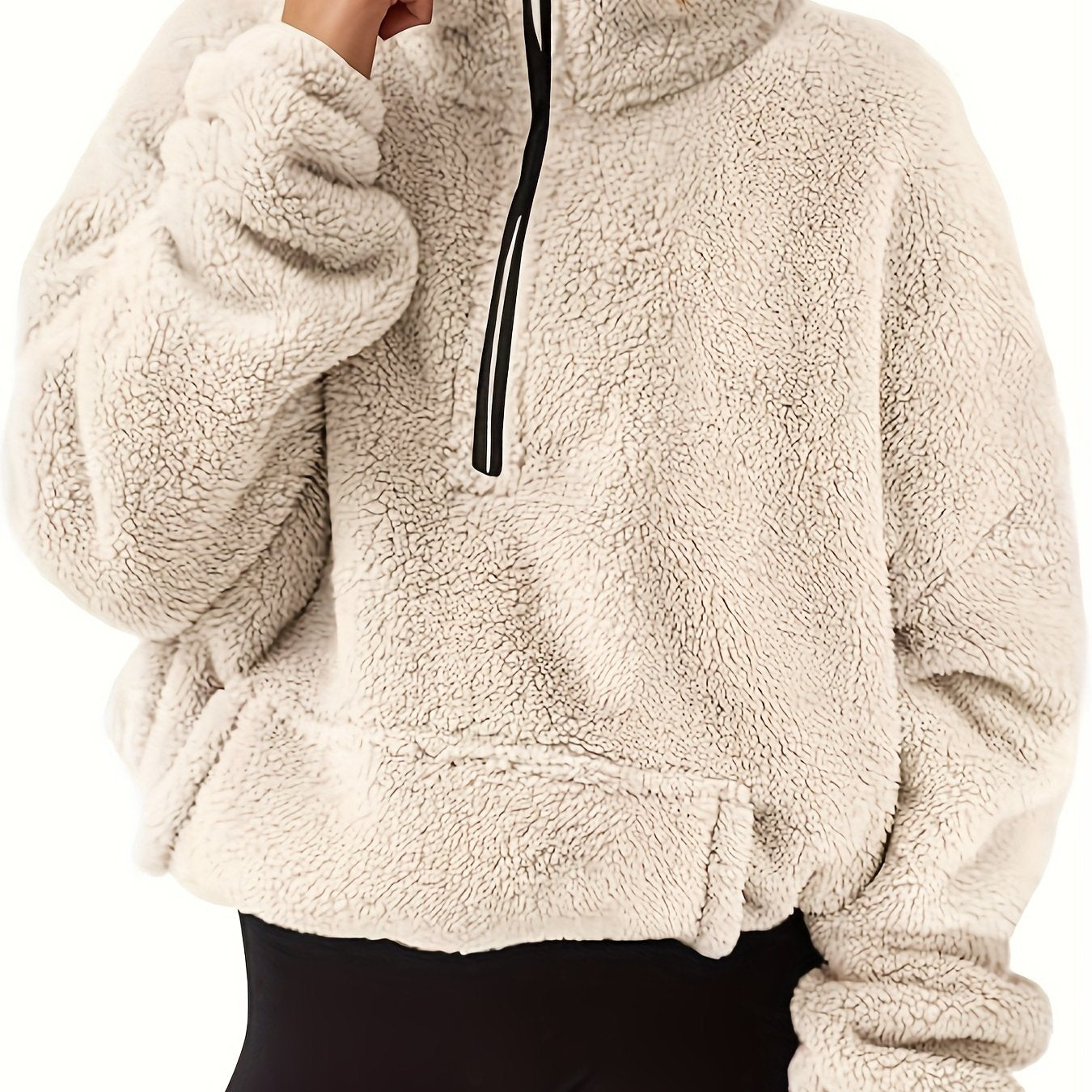 Liora Shearling Half-Zip Sweater – Warme Luxe met Moderne Accenten