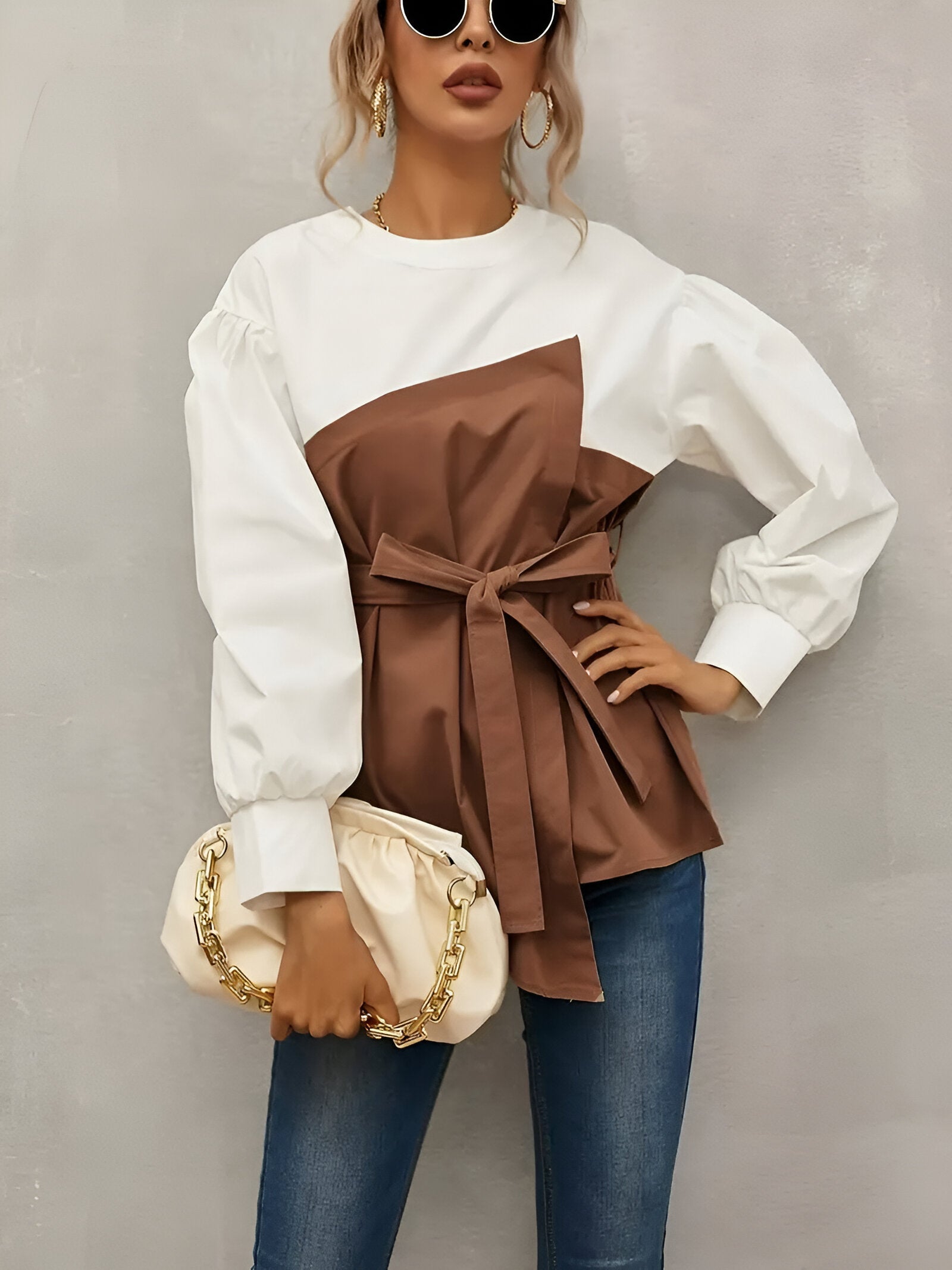 Céleste Colorblock Shirt – opvallend faux tweedelig overhemd met moderne elegantie