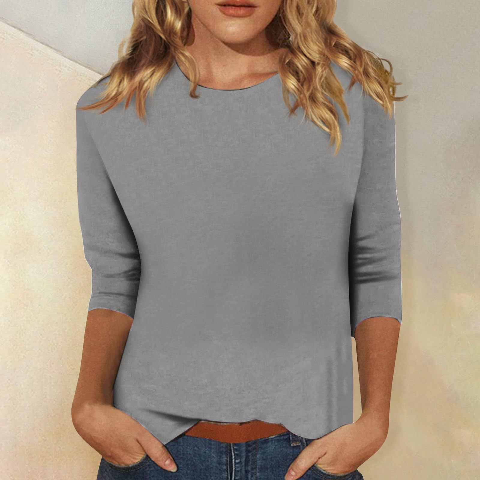 Zinnia - Basic Katoenen Top met 3/4 Mouwen voor Comfortabele Casual Looks