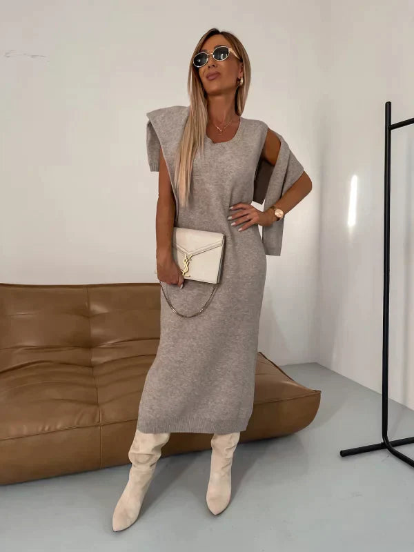 Soraya – Midi-Jurk met Bijpassende Coltrui