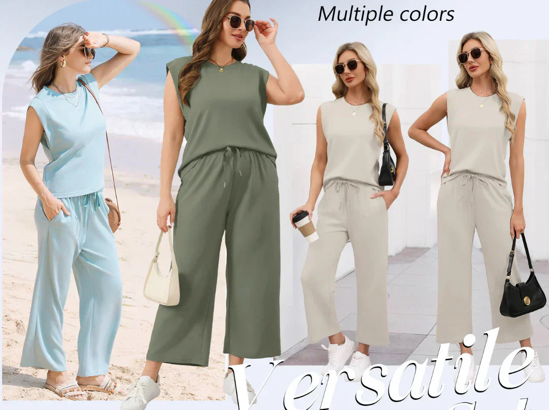 Lunivelle – Elegante dames loungewear set met top en wide-leg broek