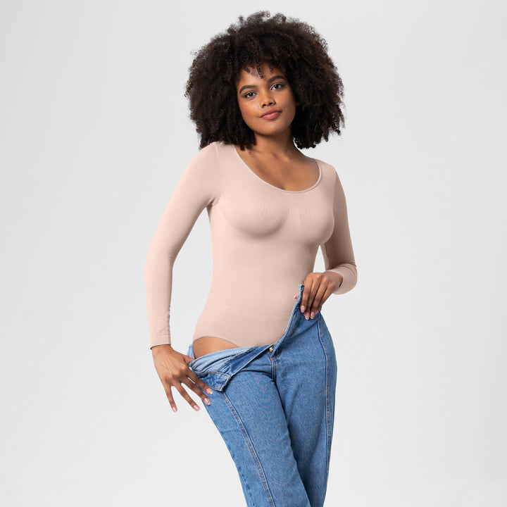 Naadloze Shapewear Bodysuit met Lange Mouwen
