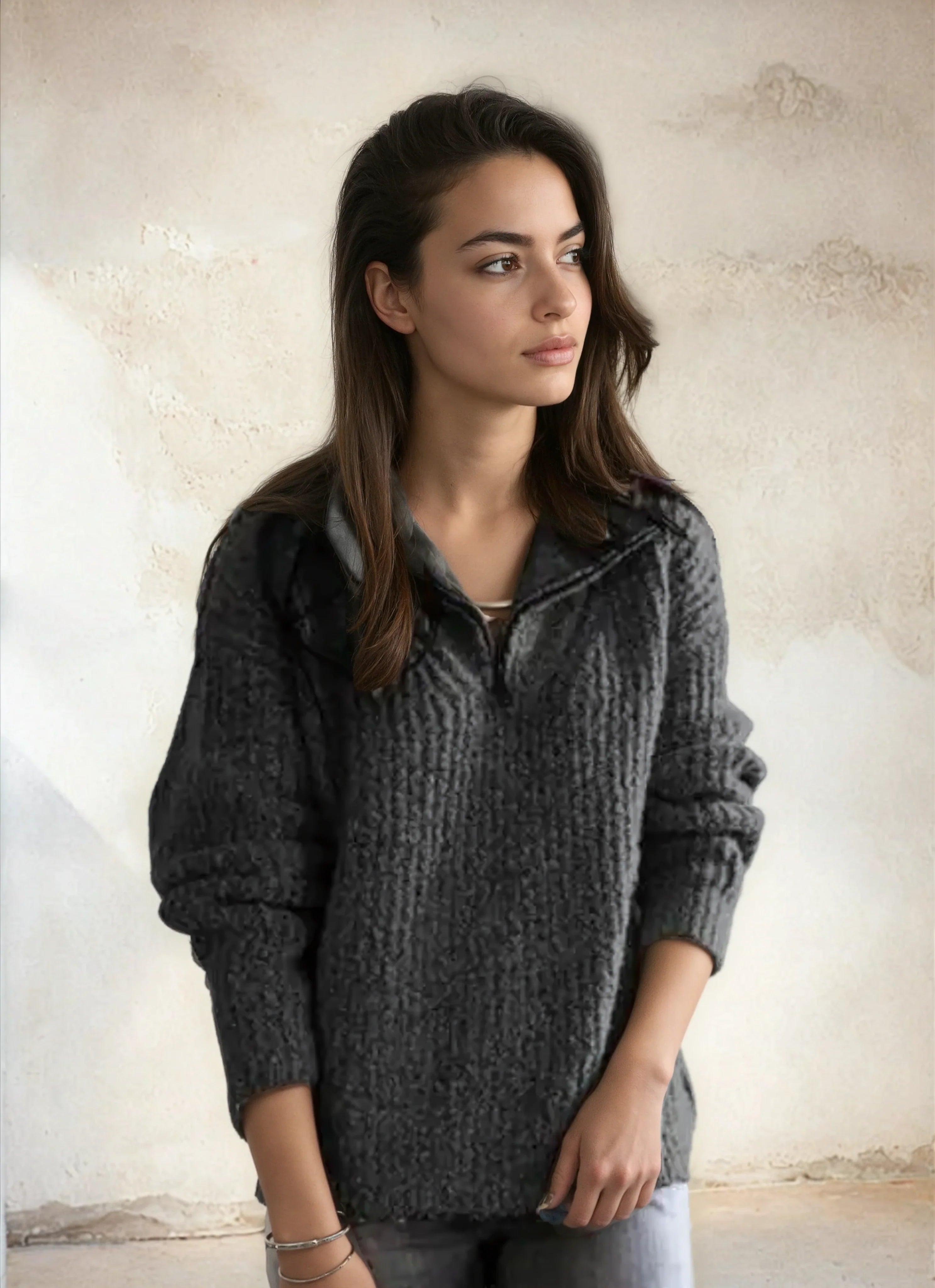 Celeste Half-Zip Gebreide Trui – Chique Warmte met Tijdloze Klasse