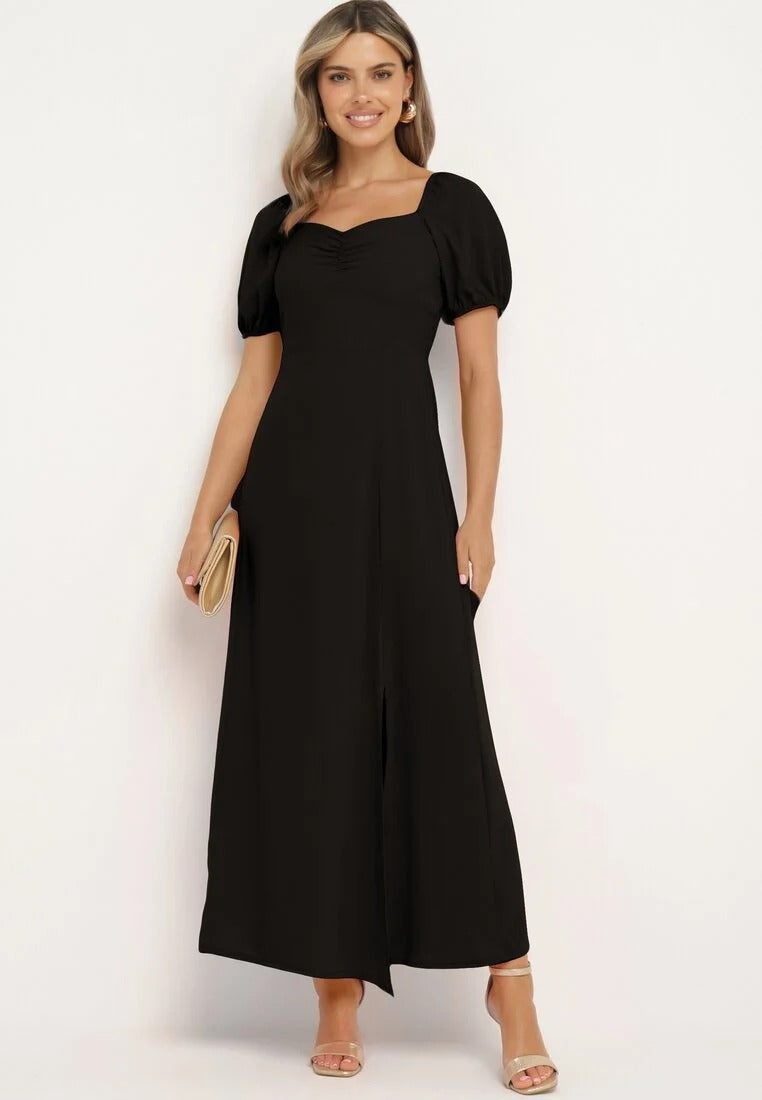 Calindra Maxi Jurk met Pofmouwen – Elegante Sweetheart Halslijn & Zwierige A-Lijn Pasvorm